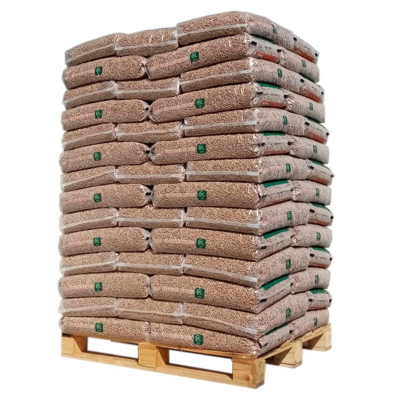 Lote de 8 Palets de Pellets de Madera (616 Sacos de 15 kg · 9.240 kg) – Certificados DINplus y ENplus A1