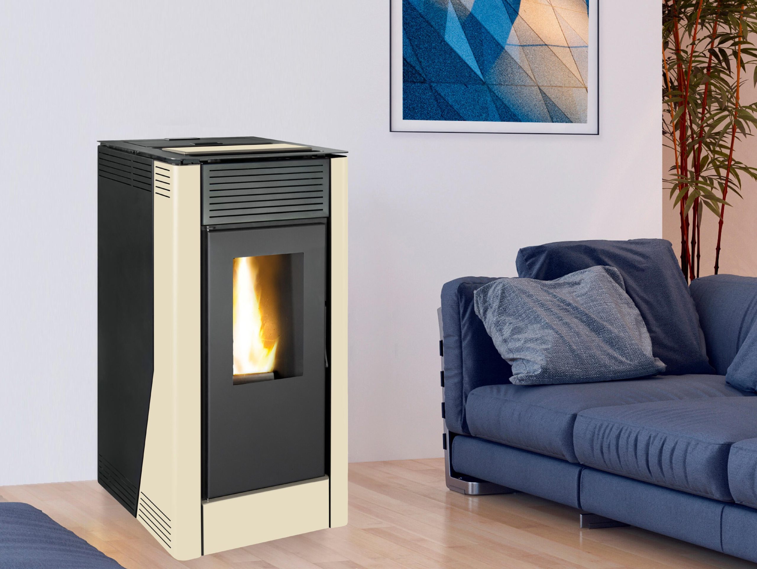 Termoestufa de Pellets Hidro TJ Velika 16 kW (17,7 kW) – Blanco